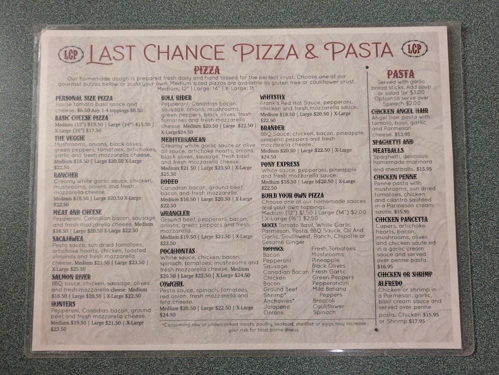 Last Chance Pizza & Pasta Menu image 1