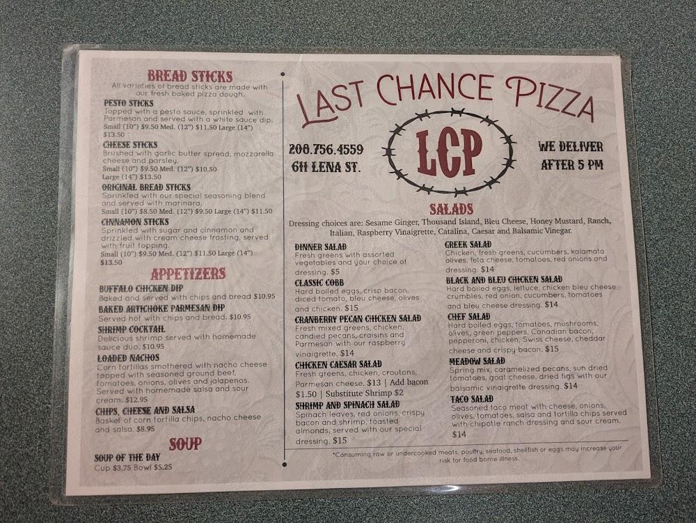Last Chance Pizza & Pasta Menu image 2